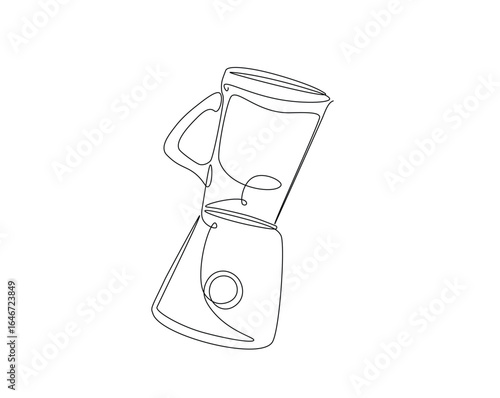 kitchen electric juicer outline drawing illustration. one continuous line drawing of juice maker or blender.