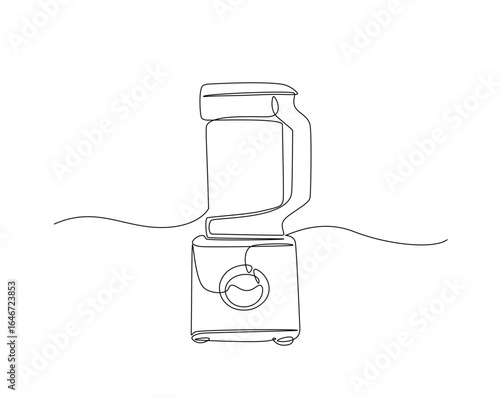 kitchen electric juicer outline drawing illustration. one continuous line drawing of juice maker or blender.