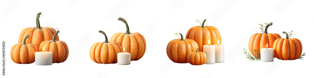 Autumn Harvest Still Life: Watercolor Pumpkins and Candles Autumn Harvest Still Life: Watercolor Pumpkins and Candles