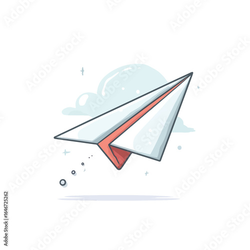 Whimsical Paper Airplane Soaring Through a Pastel Sky