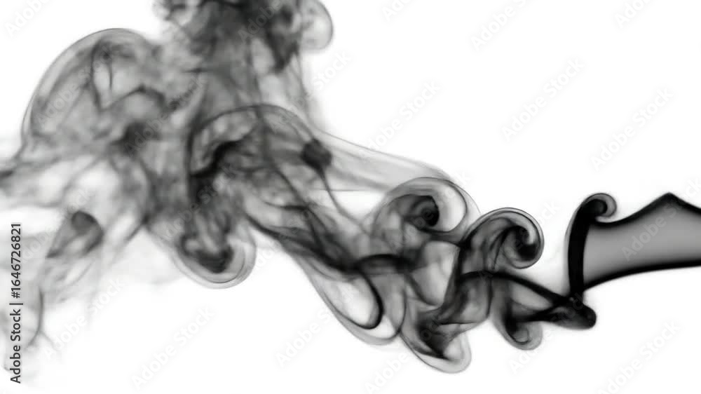 Swirling black smoke against white background Swirling black smoke against white background