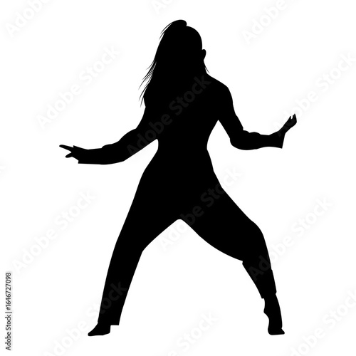 ダンスのポーズを決める女性のシルエットイラスト