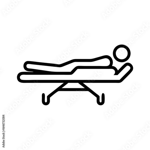 Simple line icon of a person lying on a gurney  