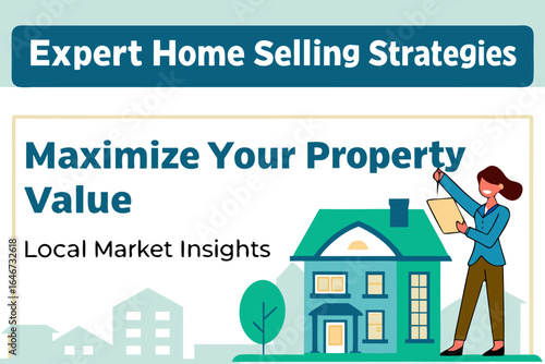 Elegant real estate flyer design showcasing a modern house with city skyline in the background