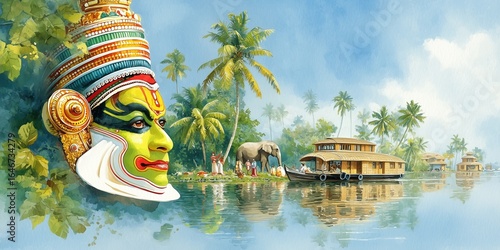 Onam watercolor poster design.