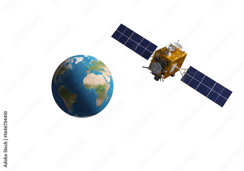 Fototapeta premium Satellite orbiting Earth