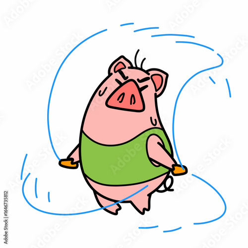 Pink piglet cartoon character illustration with expression, funny cartoon character, meme illustration, sticker design, funny animal vector, mascot