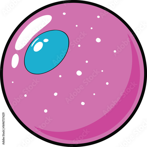 bubblegum bubble showing galaxy reflection inside on transparent background