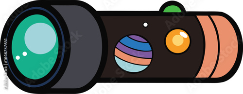 camera lens reflecting scenes from different places on transparent background