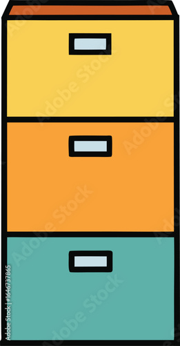 filing cabinet with each drawer representing a category on transparent background