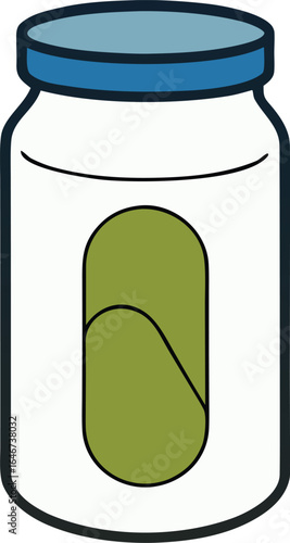 jar of pickles with transparent glass and label on transparent background