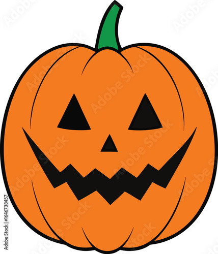 pumpkin with carved face glowing like jack o lantern on transparent background