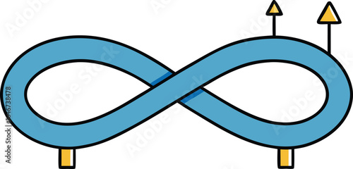 road bending into an infinity loop with signpost on transparent background