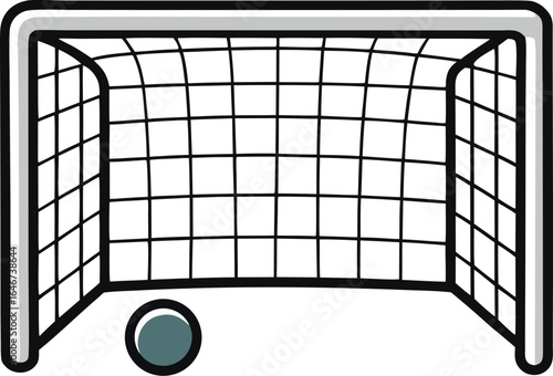 soccer goal net with ball mid shot entering on transparent background