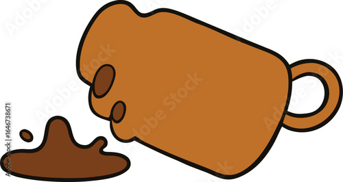 spilled coffee mug forming a rorschach inkblot on transparent background