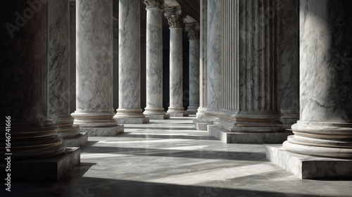 Roman and Greek classical marble columns of ancient buildings and landmarks in Europe
