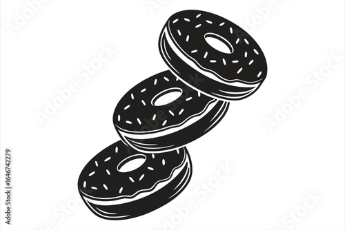 Black donut silhouette icon, thick border, minimalistic flat design.