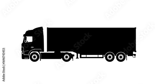 Black Silhouette of a Long Haul Truck