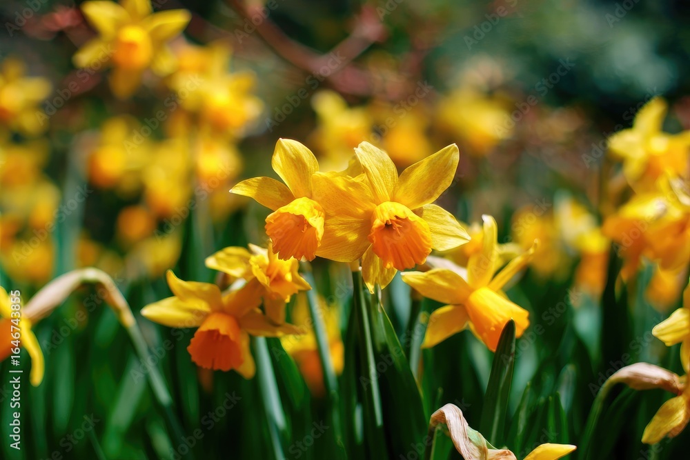 Cluster of bright yellow daffodils Cluster of bright yellow daffodils