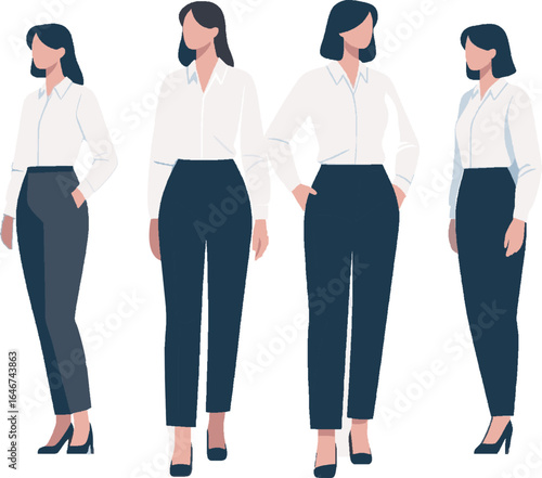 Ilustrasi Pemasaran Bisnis. Set mega. Koleksi adegan pria dan wanita dalam gaya outline pada adegan 3 warna. Gaya vektor trendi.