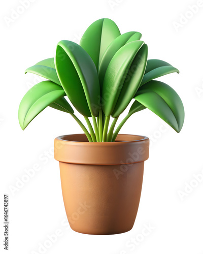 3d icon of green potted plant isolated on transparent background