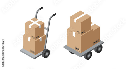 Vector Illustration of a Hand Trolley for Shipping