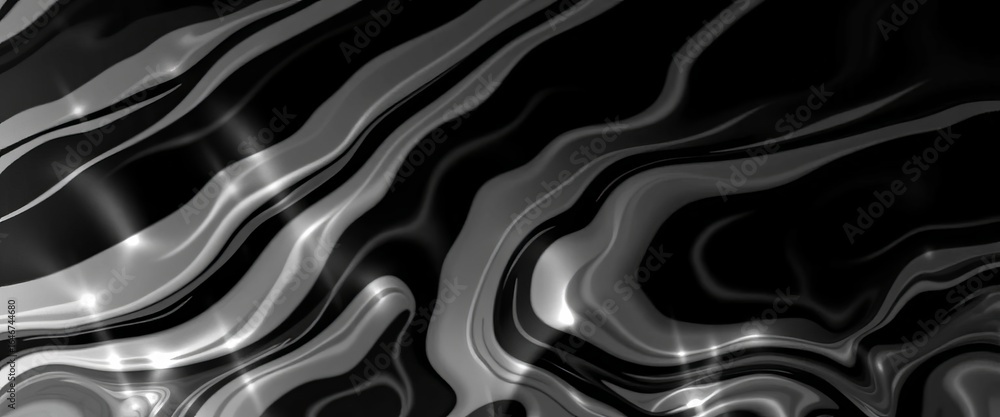 Obraz premium Abstract black and white water ripple pattern, luxurious modern design, geometric, water