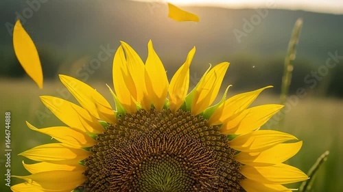Sunset Sunflower Field with Falling Petals and Rural Background – Luxury Perfume Ad Cinematic Video