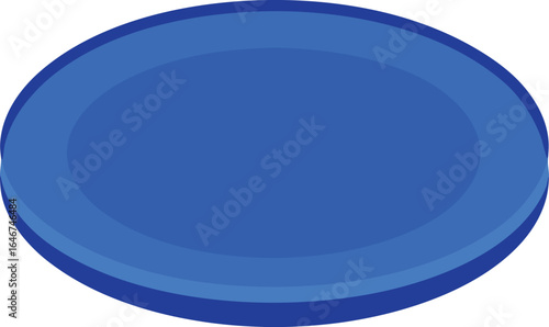 blue ceramic plate with glaze on transparent background