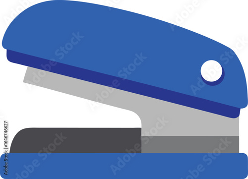 blue stapler with silver base on transparent background
