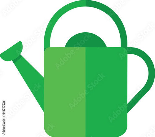 green garden watering can on transparent background