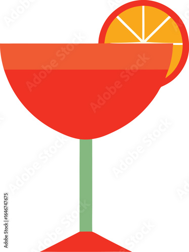 red orange cocktail with orange slice garnish on transparent background