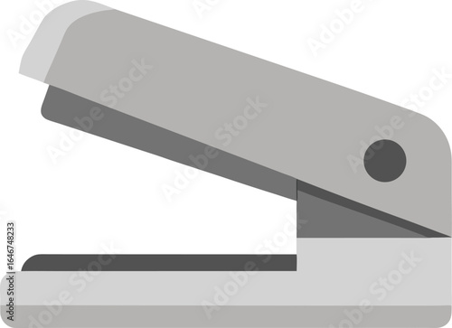 silver stapler with open top view on transparent background