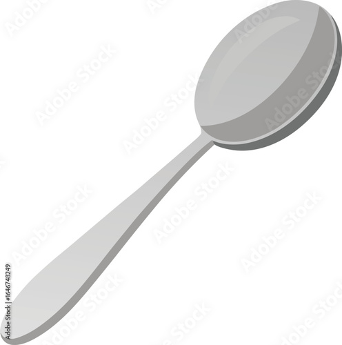 silver spoon with reflective surface on transparent background