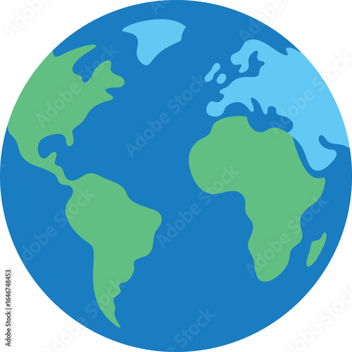 small globe with blue oceans and continents on transparent background