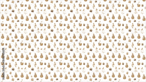 A cozy holiday design with a seamless pattern of hand-drawn Christmas doodles on a brown kraft paper texture, perfect for rustic and handmade-style gift wrap.
