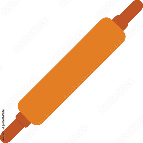 wooden rolling pin with smooth handles on transparent background