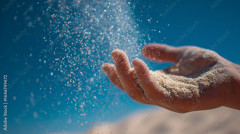 Fototapeta premium A woman's hands cup clear water, splashing a drop of nature's care