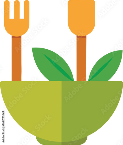 bamboo salad bowl with matching server set on transparent background