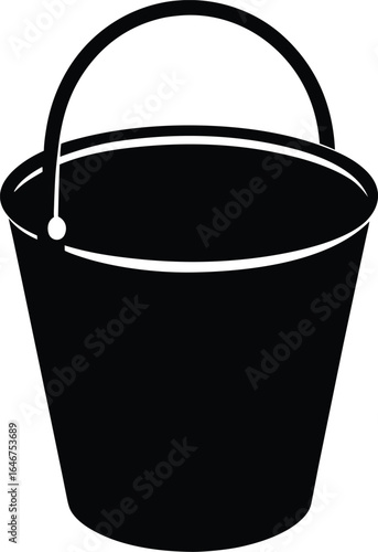 black metal bucket versatile handle on transparent background