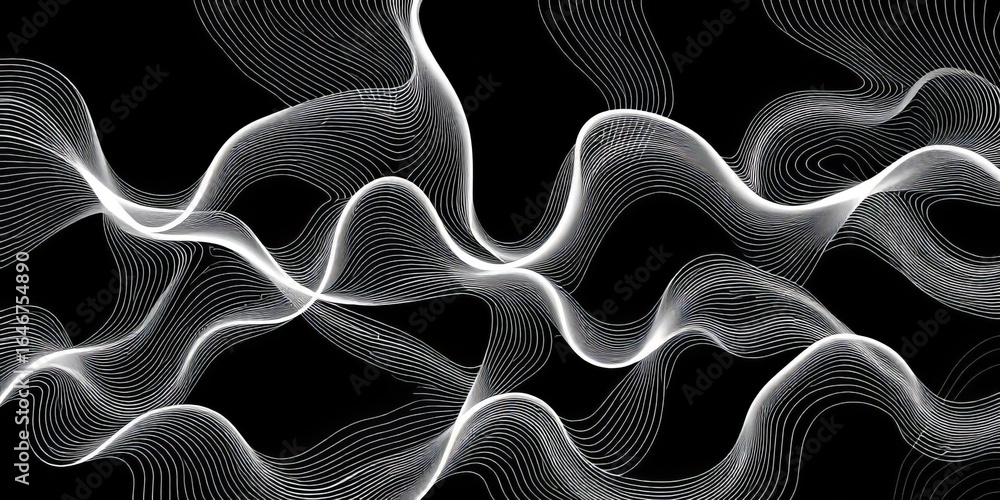 Obraz premium Abstract white wavy lines, seamless topology pattern, vector background, thin, abstract