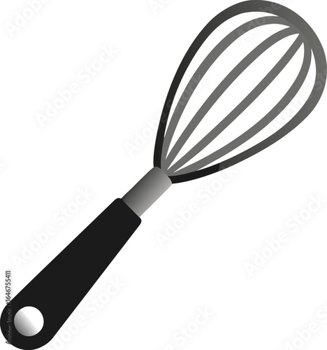 stainless steel mixing whisk ergonomic on transparent background