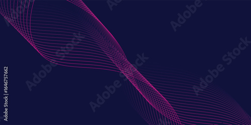 Abstract glowing wave lines on dark blue background. Dynamic wave pattern. Modern flowing wavy lines. Futuristic technology concept. vector eps10