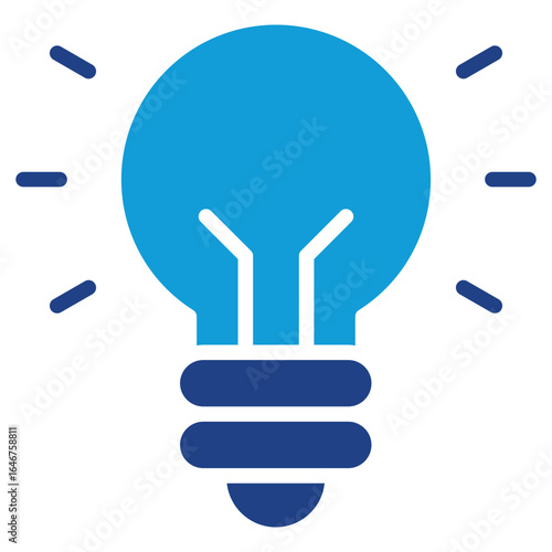 Innovation Glyph Blue Silhouette Icon Design Vector - Minimal light bulb shape radiating lines, indicating innovation, creative ideas, or new business solutions