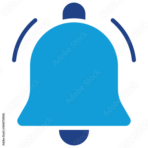 Notification Glyph Blue Silhouette Icon Design Vector - Ringing bell symbol representing alerts, reminders, or new messages