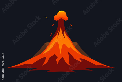 Dramatic volcano eruption spewing lava, a powerful nature scene, fiery and intense geological event