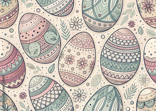 easter eggs seamless pattern