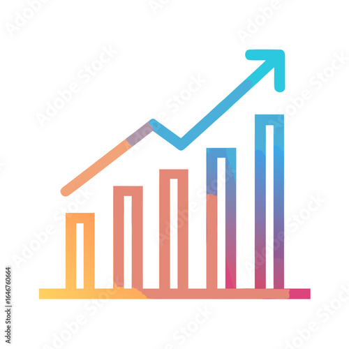 Free Download Colorful graph with arrow showing business growth isolated on white background - GFXLoad