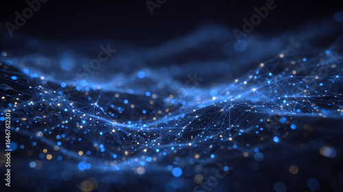 INTERFAZ FUTURISTA DE IA: LÍNEAS DE DATOS AZULES NEÓN