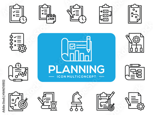 Planning Multi concept Line Icon Collection 